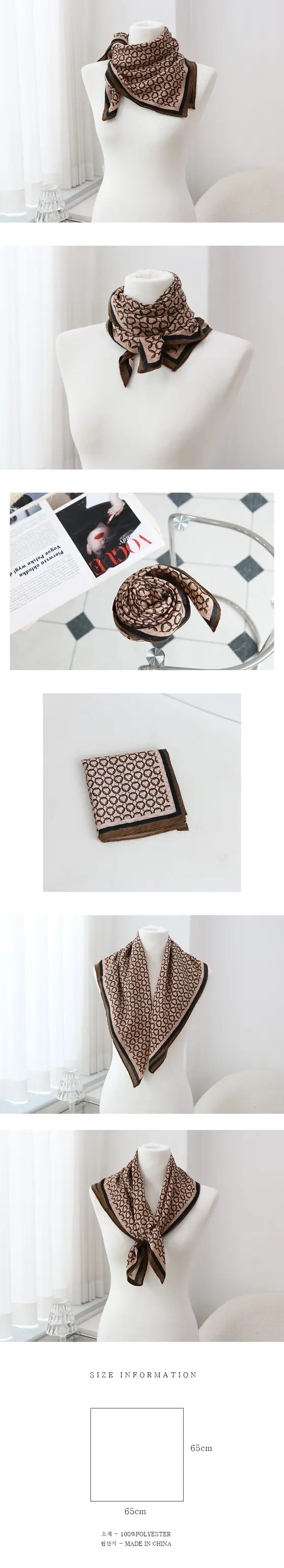 핑크고리 사각 스카프 목스카프 머플러 목도리 쁘띠 3개 묶음 상세 이미지 1