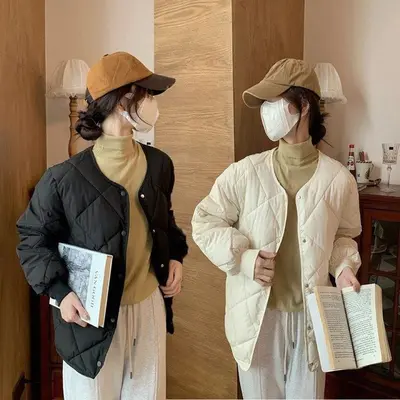 숏자켓 경량 패턴 퀼팅 겨울 마름모 패딩 가벼운 재킷 대표 이미지