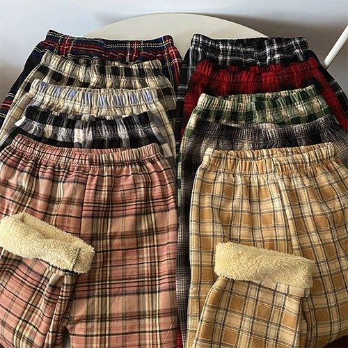 양털바지 체크 와이드팬츠 홈웨어 겨울 3개 묶음 대표 이미지