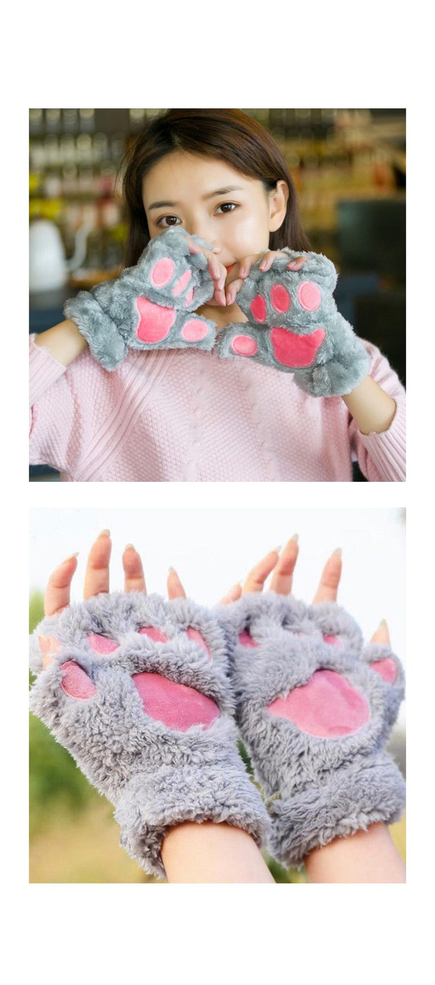 반장갑 고양이 발바닥 핸드워머 털장갑 3개 묶음 상세 이미지 2
