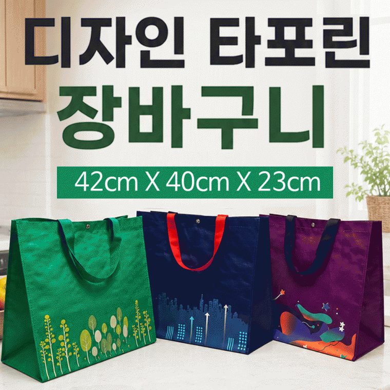 장바구니 타포린백 42x40x23cm 3개 묶음 대표 이미지