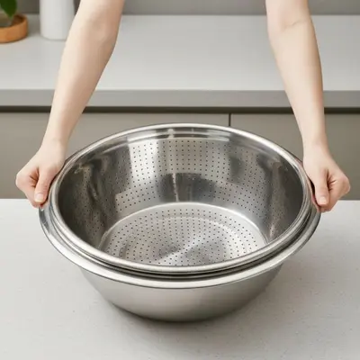 대용량 스텐 타공 대야 야채 세척 채반 40cm 대표 이미지