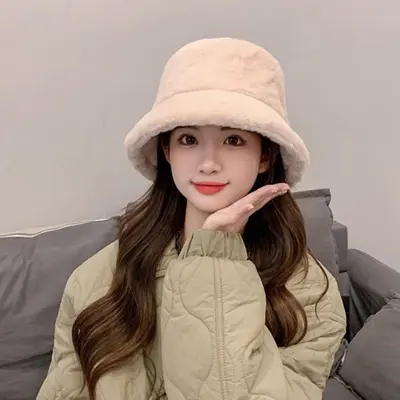 방한 벙거지 여자 겨울 부드러운 털 버킷햇 페도라 3개 묶음 대표 이미지