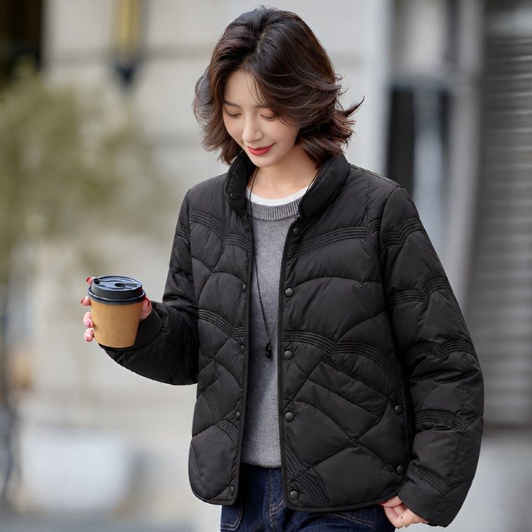 여성 숏패딩 화이트 오리털 경량패딩 대표 이미지