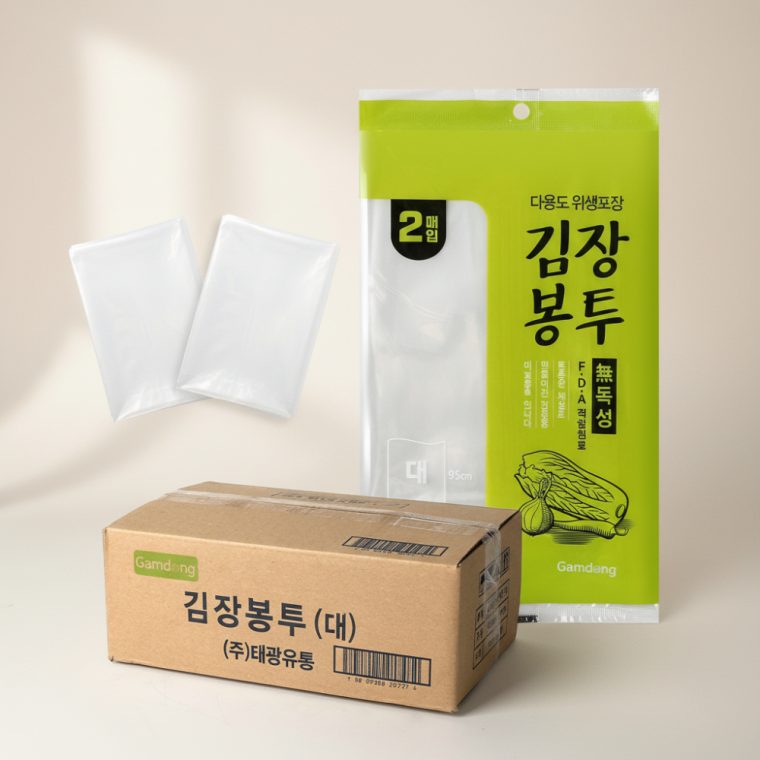 튼튼한 국산 김장비닐 대용량 투명 봉투 100매 대표 이미지