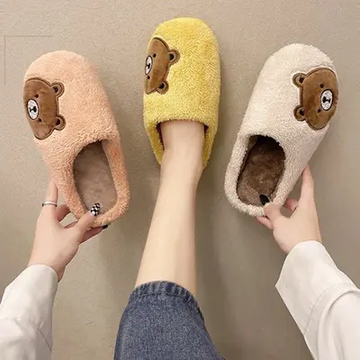 코너 곰돌이 기모 털슬리퍼 털 슬리퍼 실내화 거실화 대표 이미지