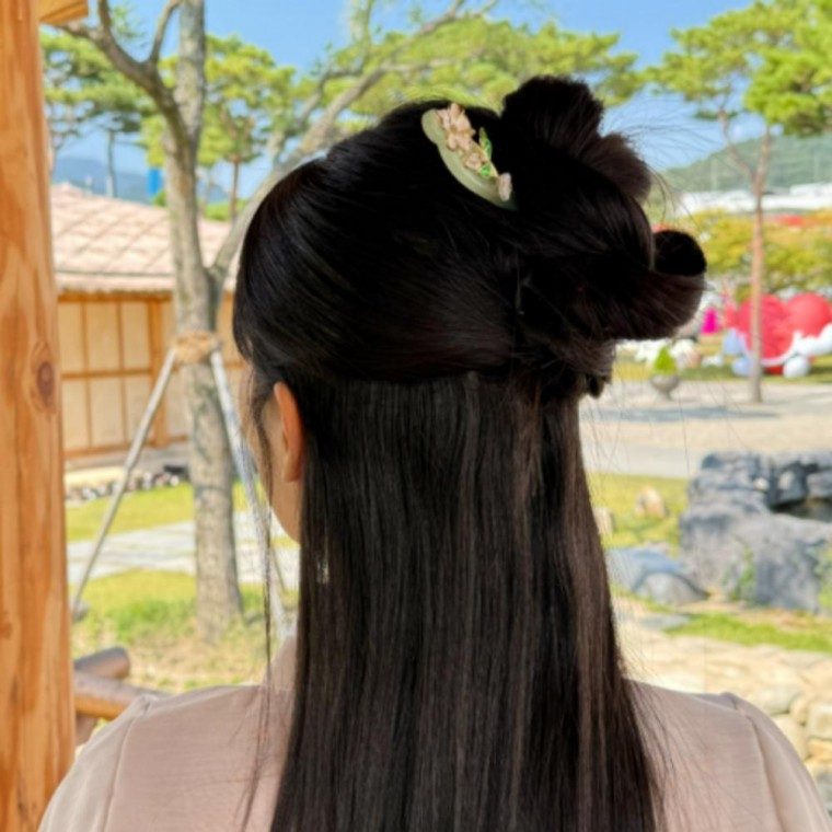 옥 진주꽃 한복비녀 한복 전통비녀 머리장식 옥비녀 3개 묶음 대표 이미지