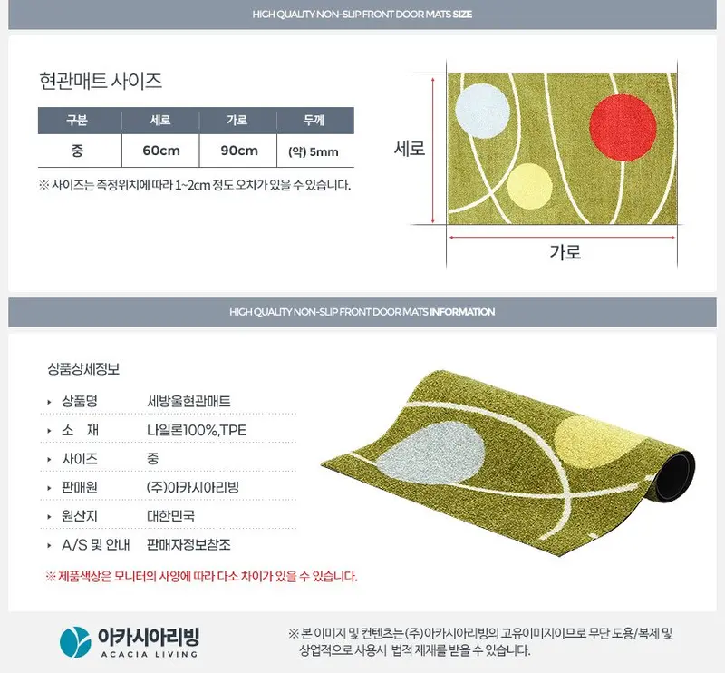 세방울현관매트 중 발매트 바닥논슬립 깔판발판 고무 상세 이미지 3