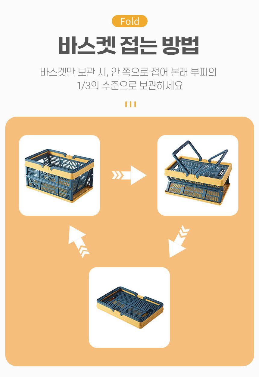 접이식 정리함 손잡이 폴딩 바스켓 팬트리 바구니 상세 이미지 2