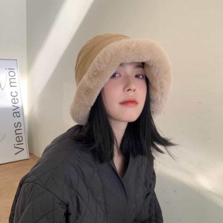 도톰 퍼 트리밍 벙거지 버킷햇 방한 겨울 털모자 대표 이미지
