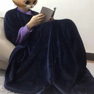 입는 극세사 담요 겨울 블랑켓 수면 잠옷 네이비 대표 이미지