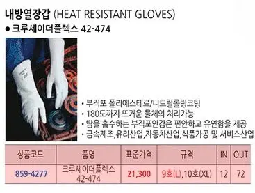 작업용방열장갑 방한내열장갑 10호장갑 방열부직포 상세 이미지 1