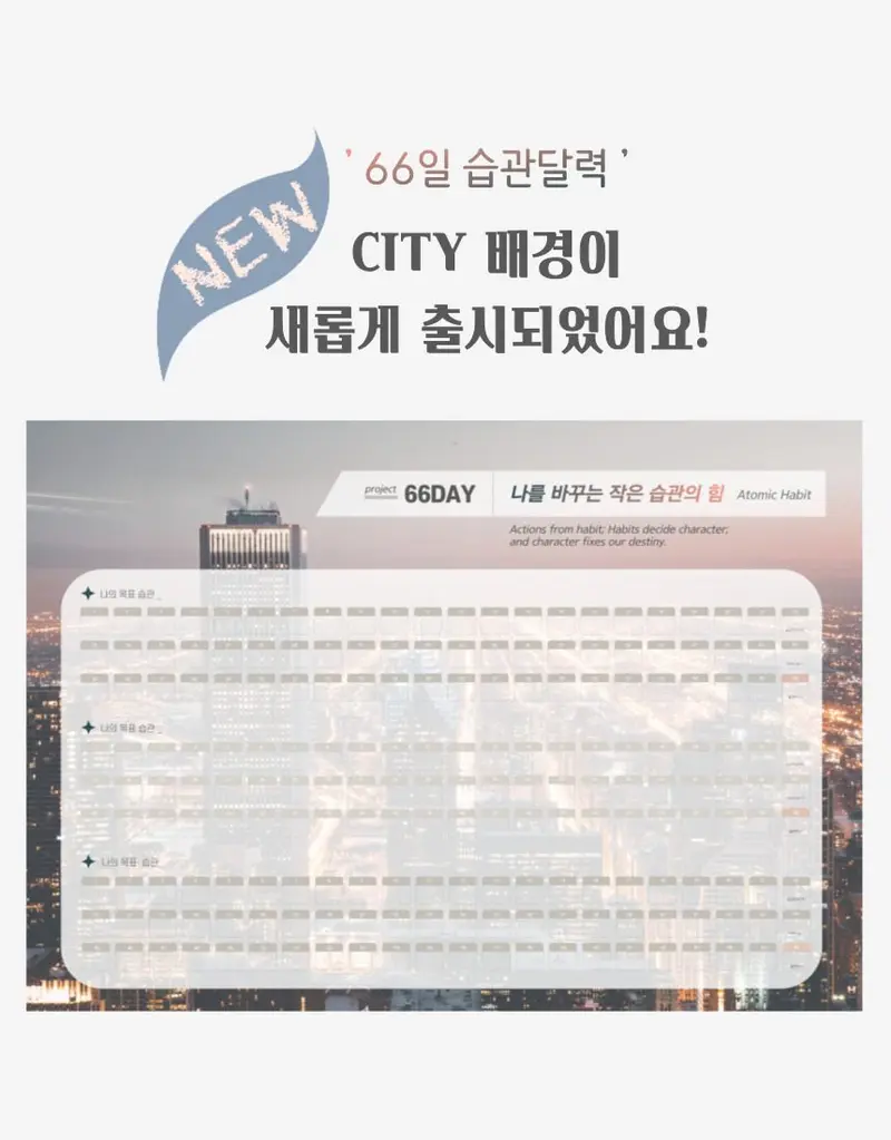 66일 습관만들기달력 스터디 다이어트 캘린더/달력 3개 묶음 상세 이미지 1