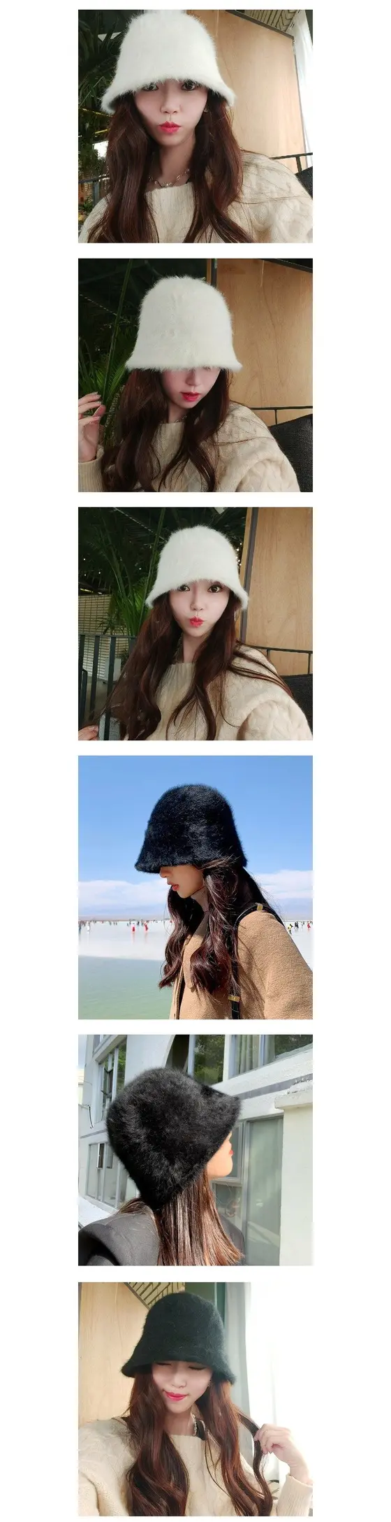 - 앙고라 버킷햇 여성 겨울모자 털모자 벙거지모자 3개 묶음 상세 이미지 3