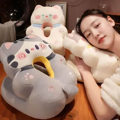 귀여운 냥이 사무실 학교 낮잠 쿠션 베게 휴대용 대표 이미지