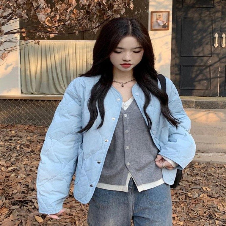 패딩 경량자켓 패턴 여자 물방울 퀼팅 겨울 점퍼 대표 이미지