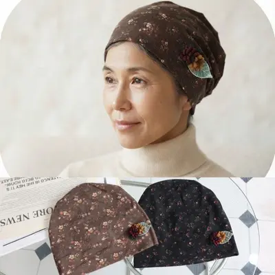 빈티지꽃 보온 두건 모자 여성 중년 항암 겨울 가을 대표 이미지