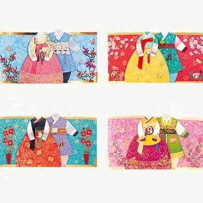 전통봉투 용돈봉투 세뱃돈봉투 보자기 접어 한복 봉투 3개 묶음 대표 이미지
