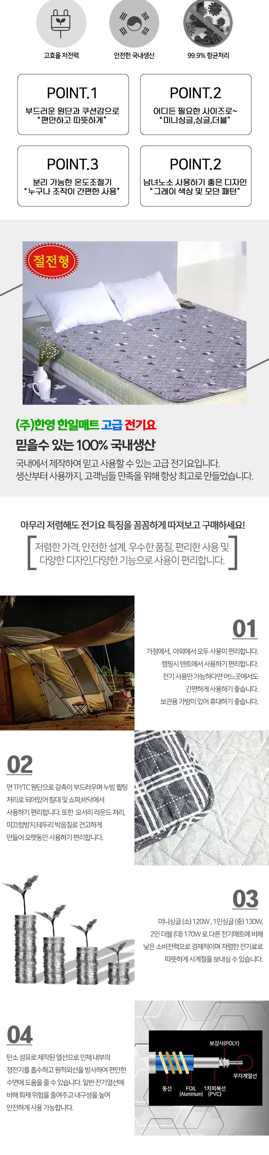 전기요 탄소 열선 싱글 더블 1인 2인 상세 이미지 3