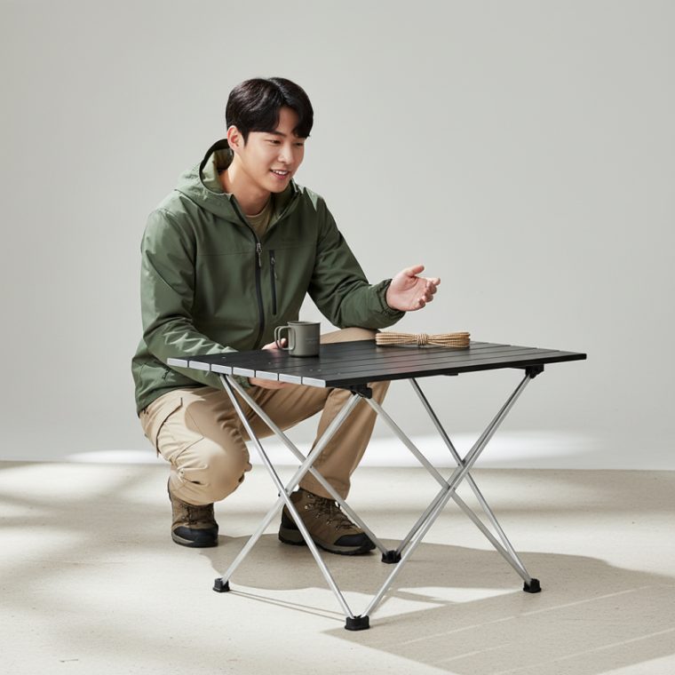 롤테이블 알루미늄 경량 56x41cm 캠핑 접이식 간이테이블 대표 이미지