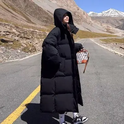 여성 4컬러 베이직 모자 롱패딩 여성아우터 겨울패딩 대표 이미지