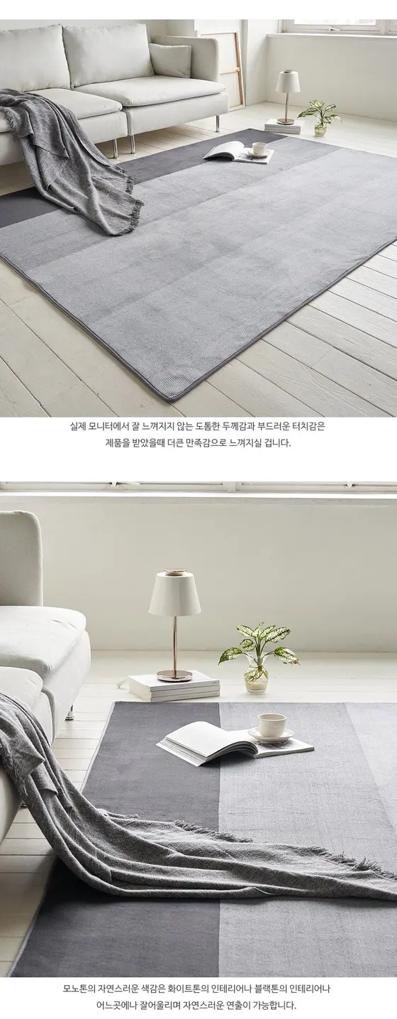 포린 단모 극세사 러그 카페트 그레이170X230 상세 이미지 2