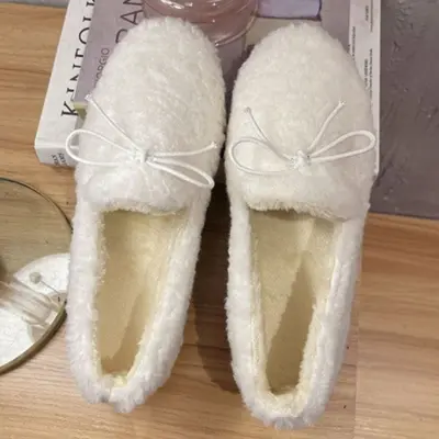 리본 여성 털 로퍼 여자 겨울 신발 털단화 방한화 대표 이미지