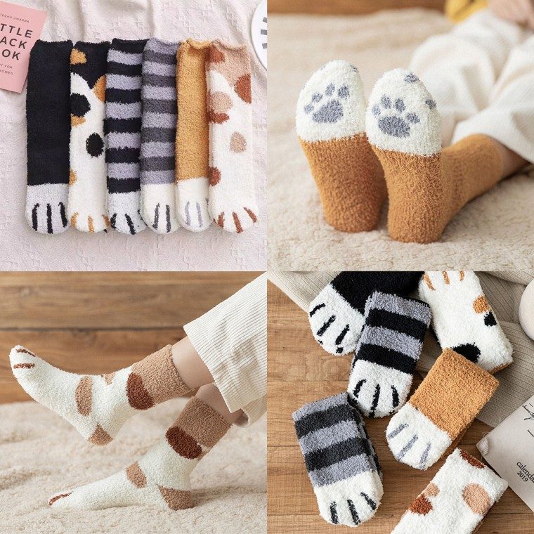 수면양말 수면양말 고양이 뽀글이 귀여운 겨울양말 3개 묶음