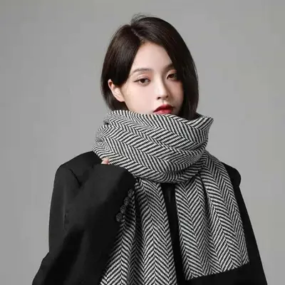 빗살 무늬 롱 니트 머플러 겨울 커플 헤링본목도리 대표 이미지