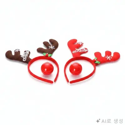 크리스마스 헤어밴드 산타모자 크리스마스머리핀 3개 묶음 대표 이미지