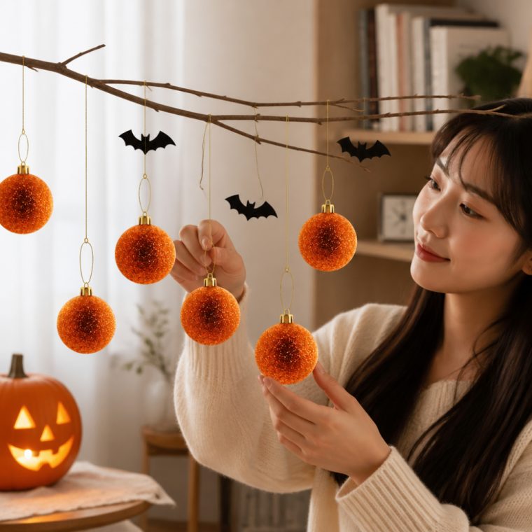 할로윈 트리 장식 오너먼트 펄 볼 인테리어 소품 3개 묶음 대표 이미지