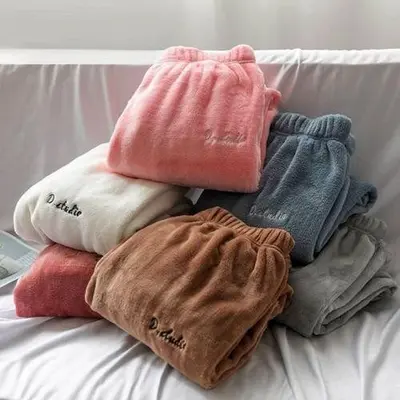 포근한 밍크 극세사 수면 바지 팬츠 홈웨어 잠옷 3개 묶음 대표 이미지