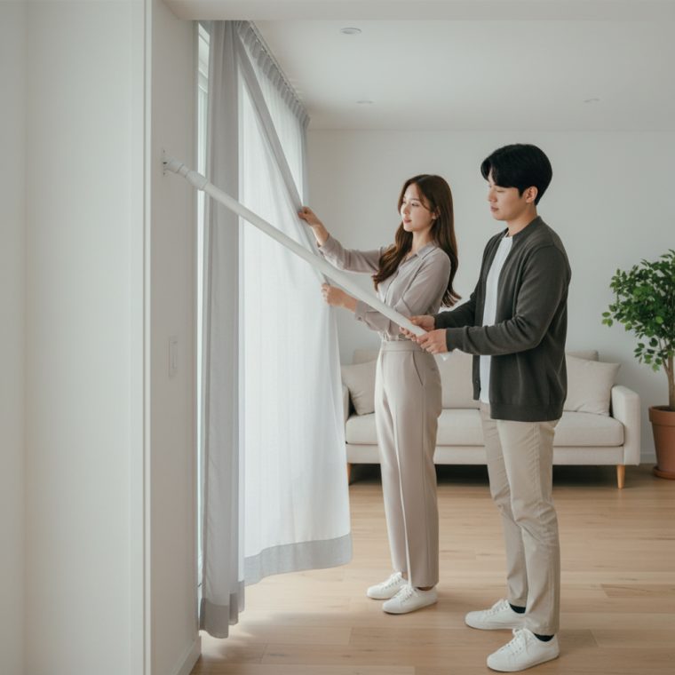 무타공 커튼봉 40-70cm 4P 다용도 압축봉 대표 이미지