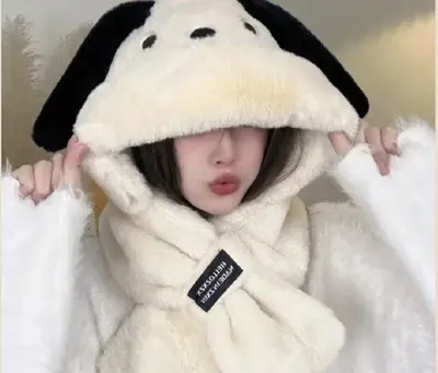 귀여운 강아지 후드머플러 동물 모자 곰돌이 넥워머 대표 이미지