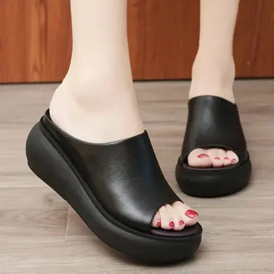 여성 발편한6cm 가벼운 에바 쿠션 통굽 슬리퍼 대표 이미지