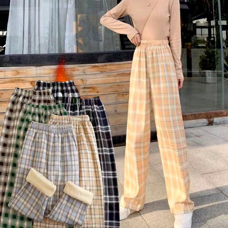 100cm 롱길이 겨울 양털 체크 바지 수면바지 3개 묶음 대표 이미지