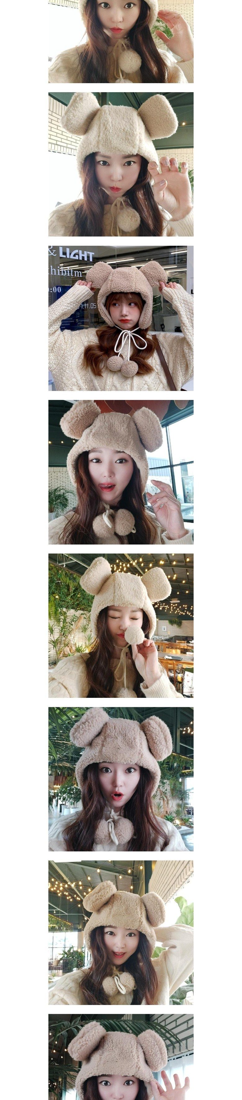 - 포근 곰돌이 모자 겨울 방한 여성 털모자 상세 이미지 2