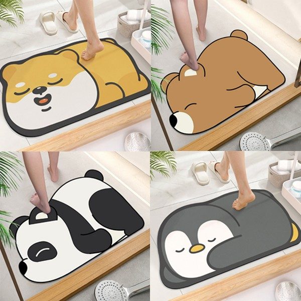 현관매트 규조토 발매트 동물 모양 시바 펭귄 곰 욕실 현관 3개 묶음