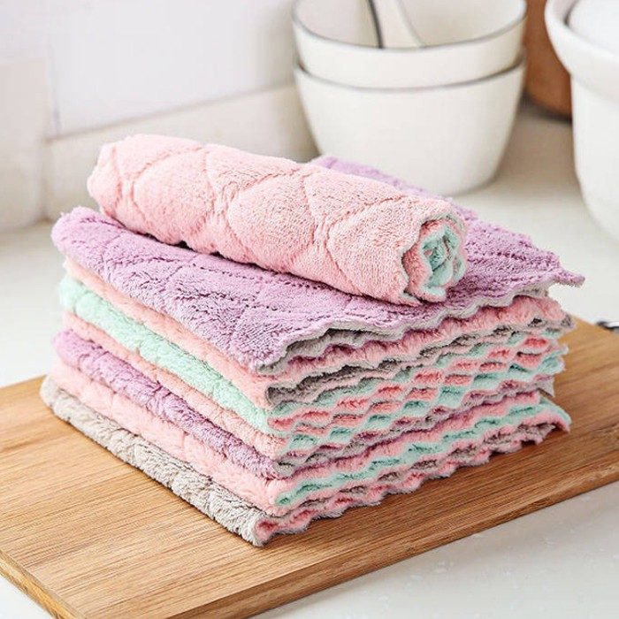 극세사 행주 양면 주방 타올 25x15cm 3개 묶음 대표 이미지