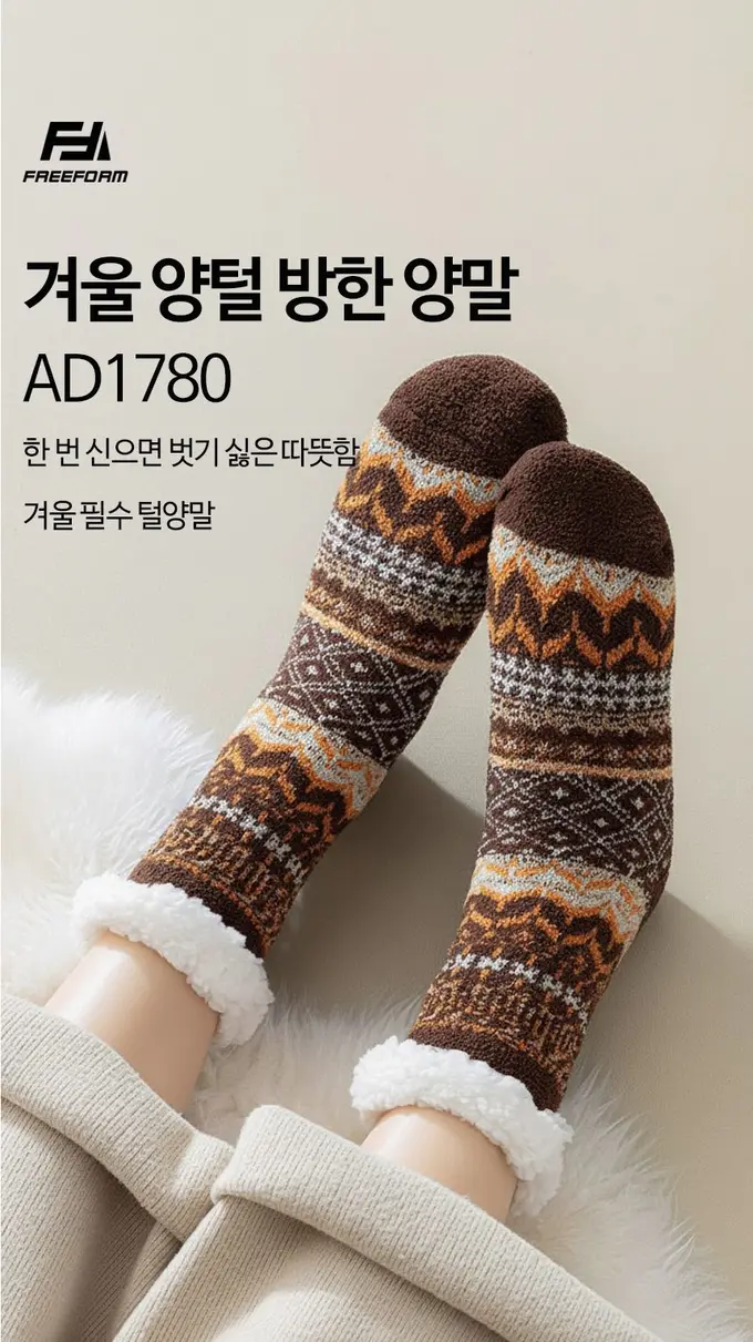 겨울 보온 방한 양털 양말 장목 수족냉증 중목/장목양말 3개 묶음 상세 이미지 1
