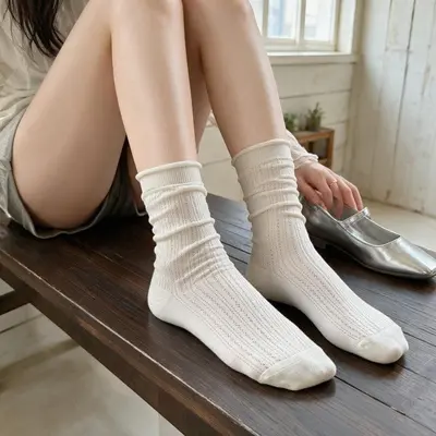 여성 장목 골지양말 5켤레 슬림 덧신 봄 스윙용품 대표 이미지