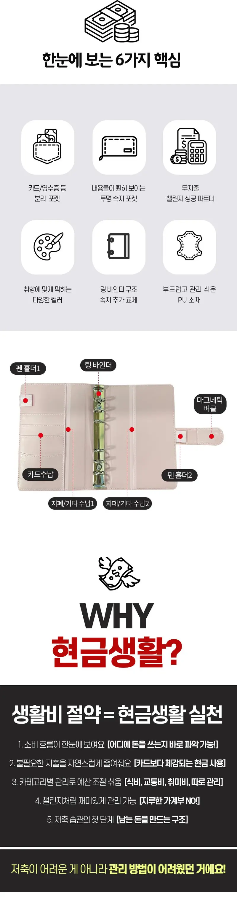 캐시플랜링바인더 현금챌린지 생활비 가계부 다이어리 3개 묶음 상세 이미지 2