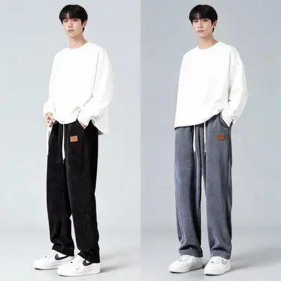 코듀로이 일자바지 겨울 기모 밴딩 팬츠 데일리 대표 이미지