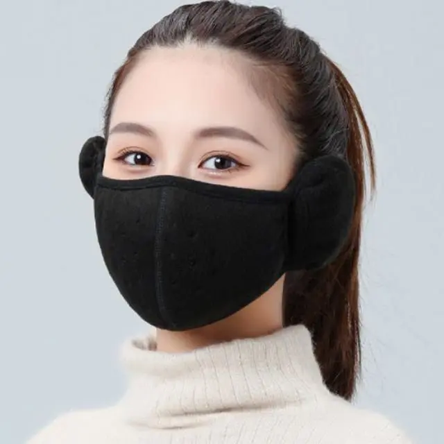귀도리 마스크 방한 보온 극세사 호흡밸브 고무 블랙 상세 이미지 1