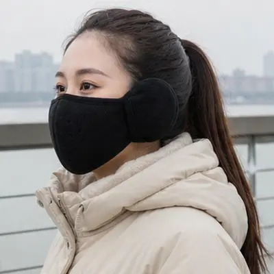 귀도리 마스크 방한 보온 극세사 호흡밸브 고무 블랙 대표 이미지