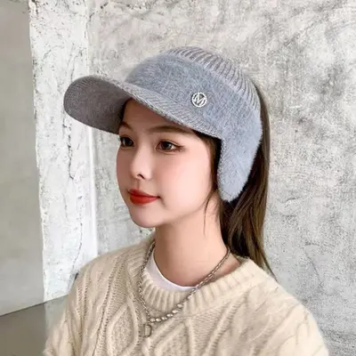여성 겨울 골프 방한 귀도리 니트 귀마개 썬캡 모자 3개 묶음 대표 이미지