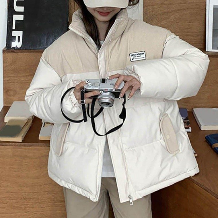 여성 코듀로이 하프 패딩 점퍼 골덴 캐주얼 대표 이미지