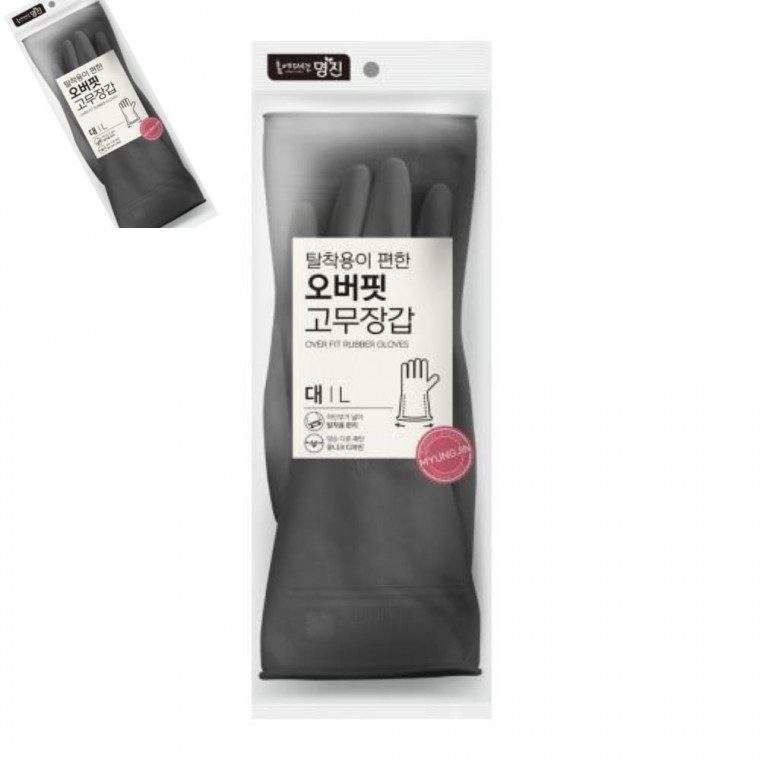 고무장갑 주방 대형 회색 10개입 긴고무장갑 대표 이미지