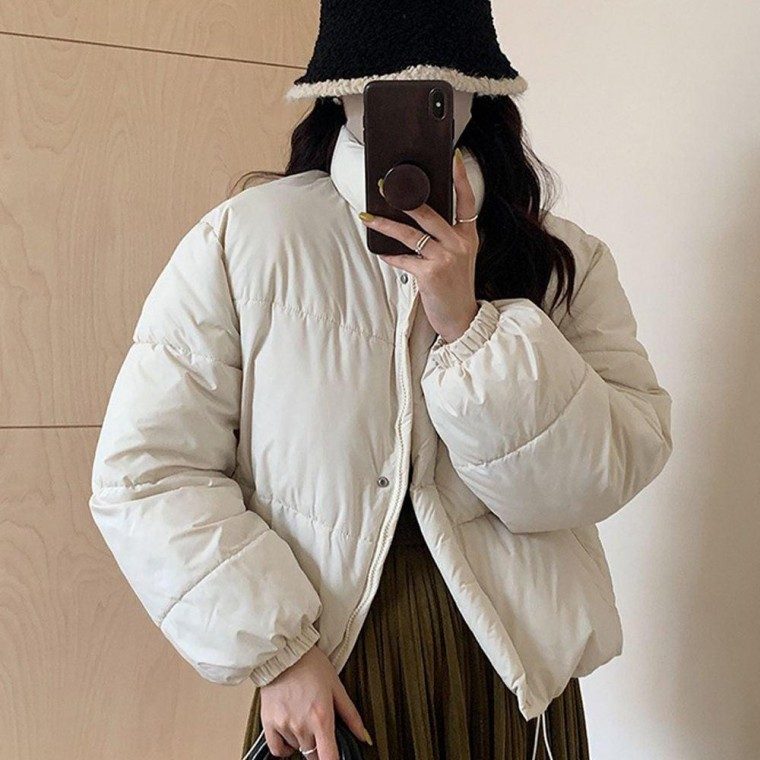 숏패딩 여성 경량 크롭 겨울 짧은 점퍼 아이보리 대표 이미지