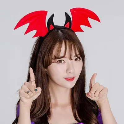 박쥐날개머리띠 레드 크리스마스소품 성탄머리띠 3개 묶음 대표 이미지